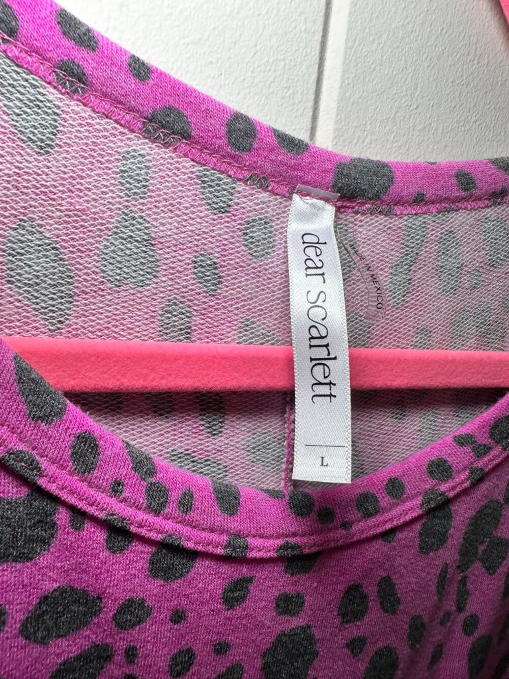 Dear Scarlett Pink Neon Tie Dye Leopard Print Dolman Sleeve Top - Picture 3 of 4